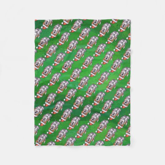Cute St. Bernard in Pet Pattern on Green Fleece Deken (Voorkant)