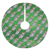 Cute St. Bernard in Pet Pattern on Green Kerstboom Rok (Voorkant)