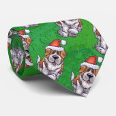 Cute St. Bernard in Pet Pattern on Green Stropdas (Opgerold)