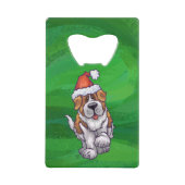 Cute St. Bernard in Santa Hat op Green Creditkaart Flessenopener (Voorkant)