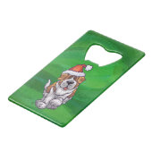 Cute St. Bernard in Santa Hat op Green Creditkaart Flessenopener (Voorkant Gekanteld)