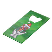 Cute St. Bernard in Santa Hat op Green Creditkaart Flessenopener (Achterkant Gekanteld)