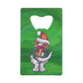 Cute St. Bernard in Santa Hat op Green Creditkaart Flessenopener (Achterkant)