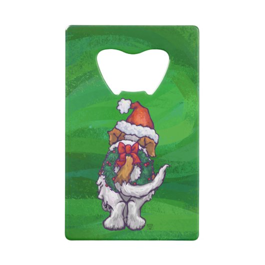 Cute St. Bernard in Santa Hat op Green Creditkaart Flessenopener (Achterkant)
