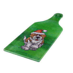Cute St. Bernard in Santa Hat op Green Snijplank