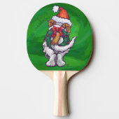 Cute St. Bernard in Santa Hat op Green Tafeltennisbatje (Achterkant)