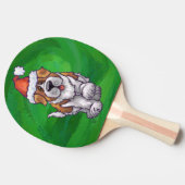 Cute St. Bernard in Santa Hat op Green Tafeltennisbatje (Zijkant)