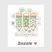 Cute St. Paddy’s Day Teacher Mug & Clover Pencils Sticker (Vel)