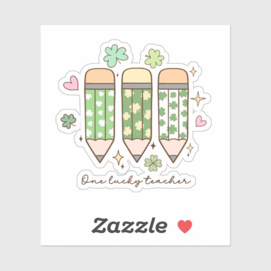 Cute St. Paddy’s Day Teacher Mug & Clover Pencils Sticker (Vel)