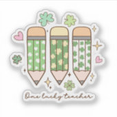 Cute St. Paddy’s Day Teacher Mug & Clover Pencils Sticker (Voorkant)