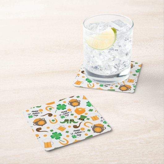 Cute St. Paddy's Day Irish Thmed Pattern Kartonnen Onderzetters (Insitu)