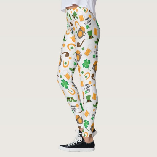 Cute St. Paddy's Day Irish Thmed Pattern Leggings (Links)