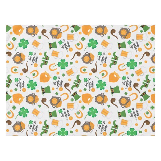 Cute St. Paddy's Day Irish Thmed Pattern Tafelkleed (Voorkant (Horizontaal))