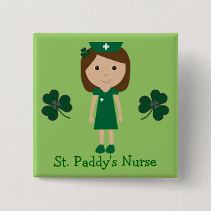 Cute St. Paddy's zurse tekenfilm Vierkante Button 5,1 Cm