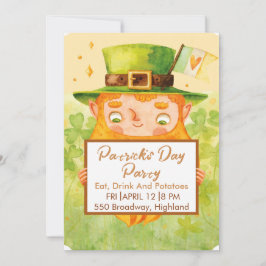Cute St. Patrick’s Day Party Invitation Kaart