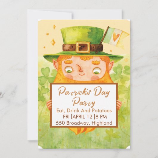Cute St. Patrick’s Day Party Invitation Kaart (Voorkant)