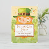 Cute St. Patrick’s Day Party Invitation Kaart (Staand voorkant)