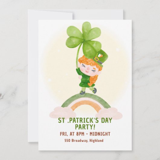 Cute St. Patrick’s Day Party Invitation Kaart (Voorkant)