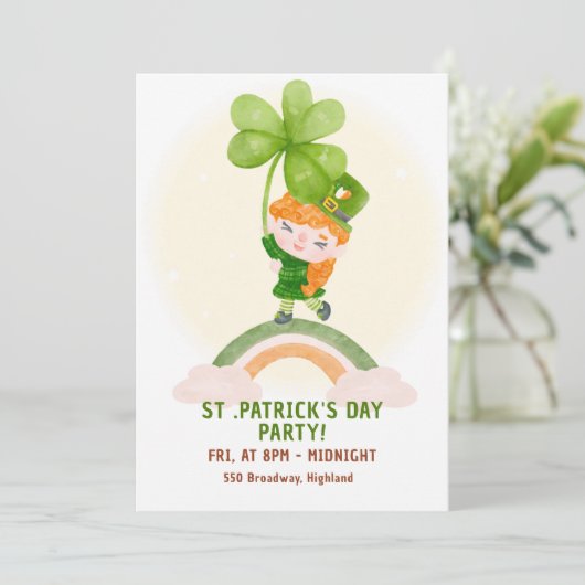 Cute St. Patrick’s Day Party Invitation Kaart (Staand voorkant)