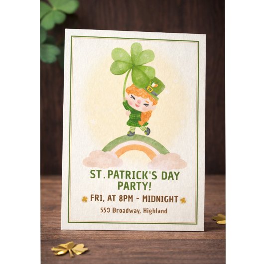 Cute St. Patrick’s Day Party Invitation Kaart