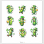 Cute St. Patrick’s Day Pickle Characters Sticker (Vel)