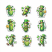 Cute St. Patrick’s Day Pickle Characters Sticker (Voorkant)