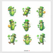 Cute St. Patrick’s Day Pickle Characters Sticker (Vel)
