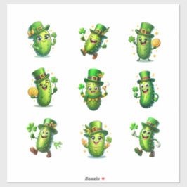 Cute St. Patrick’s Day Pickle Characters Sticker