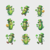 Cute St. Patrick’s Day Pickle Characters Sticker (Voorkant)