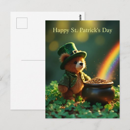 Cute St. Patrick’s Day Teddy Bear Briefkaart (Voorkant / Achterkant)