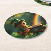 Cute St. Patrick’s Day Teddy Bear Ronde Kartonnen Onderzetter (Gebogen)