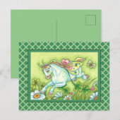 CUTE ST. PATRICK'S DAG DIE IRISH PONY VLIEGT, VRIJ FEESTDAGENKAART (Voorkant / Achterkant)