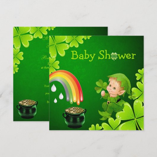 Cute St. Patrick's Day Baby shower Kaart (Voorkant / Achterkant)