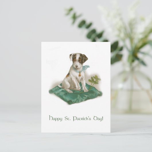Cute St. Patrick's Day Beagle Pup Briefkaart (Staand voorkant)