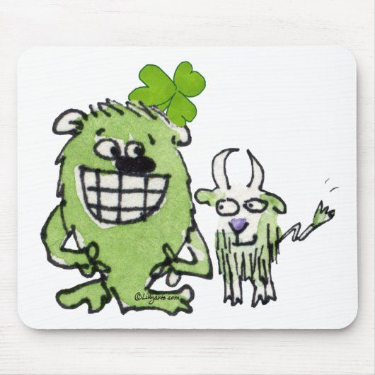 Cute St Patricks Day Cartoon Creatures Mousepad Muismat (Voorkant)