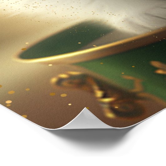 Cute St Patricks Day Cat Pot of Gold Art Poster (Hoek)