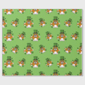 Cute St Patrick's Day Cat with Shamrocks Cartoon Cadeaupapier (Vlak)