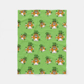 Cute St Patrick's Day Cat with Shamrocks Cartoon Fleece Deken (Voorkant)