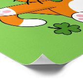 Cute St Patrick's Day Cat with Shamrocks Cartoon Poster (Hoek)
