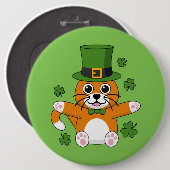Cute St Patrick's Day Cat with Shamrocks Cartoon Ronde Button 6,0 Cm (Voorkant /achterkant)