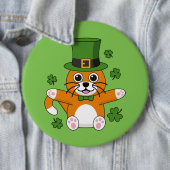 Cute St Patrick's Day Cat with Shamrocks Cartoon Ronde Button 6,0 Cm (In situ)
