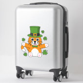 Cute St Patrick's Day Cat with Shamrocks Cartoon Sticker (Koffer)