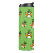 Cute St Patrick's Day Cat with Shamrocks Cartoon Thermosbeker (Gedraaid links)