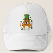 Cute St Patrick's Day Cat with Shamrocks Cartoon Trucker Pet (Voorkant)