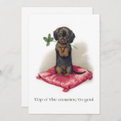Cute  St. Patrick's Day Dachshund w/Clover Feestdagenkaart (Voorkant / Achterkant)