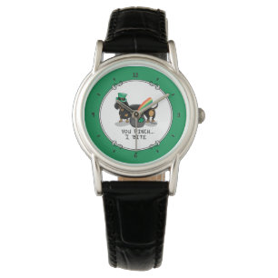 Cute St. Patrick's Day Dachshund (zwart & tan) Horloge