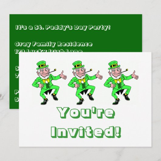 Cute St. Patrick's Day Dancing Leprechaun Kaart (Voorkant / Achterkant)