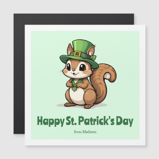 Cute St. Patrick's Day Eekhoorn Magnetische Kaart (Voorkant / Achterkant)