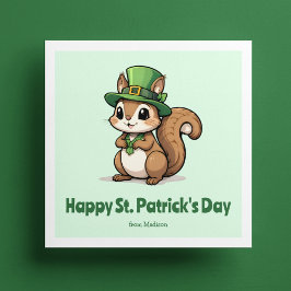 Cute St. Patrick's Day eekhoorn met groene hoed Feestdagenkaart
