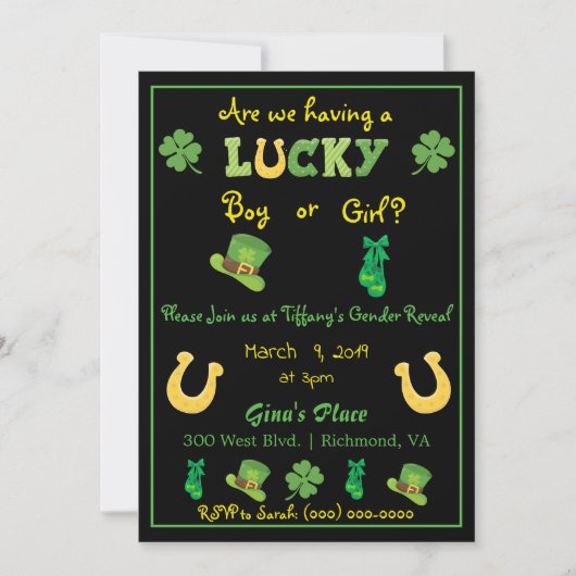 Cute St. Patrick's Day geslacht onthulling Kaart (Voorkant)